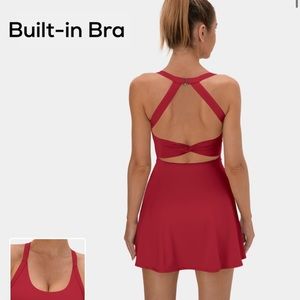 NWT | Halara | Cut Out Twisted  2n1 Mini Barre Ballet Dance Dress | Medium | Red